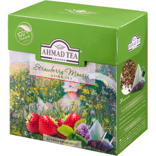 Чай "Ahmad Tea" ПИРАМИДКИ 20*1,8гр.*12- Клубничный мусс, зеленый (1237)