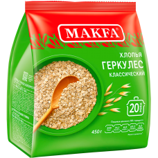 "MAKFA" ХЛОПЬЯ ГЕРКУЛЕС КЛАССИЧЕСКИЙ 450гр.*10 (2024) М/У "MAKFA" ХЛОПЬЯ ГЕРКУЛЕС КЛАССИЧЕСКИЙ 450гр.*10 (2024) М/У