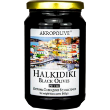 МАСЛИНЫ "ХАЛКИДИКИ" Б/КОСТ.340гр.*12 стекло