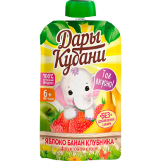 ДАРЫ КУБАНИ-ПЮРЕ Д/ДЕТЕЙ 0,09л.*12-ЯБЛОКО-БАНАН-КЛУБНИКА ДАРЫ КУБАНИ-ПЮРЕ Д/ДЕТЕЙ 0,09л.*12-ЯБЛОКО-БАНАН-КЛУБНИКА