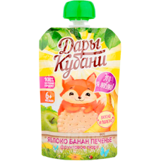 ДАРЫ КУБАНИ-ПЮРЕ Д/ДЕТЕЙ 0,09л.*12-ЯБЛОКО-БАНАН-ПЕЧЕНЬЕ