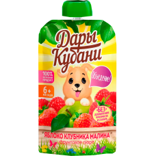 ДАРЫ КУБАНИ-ПЮРЕ Д/ДЕТЕЙ 0,09л.*12-ЯБЛОКО-КЛУБНИКА-МАЛИНА