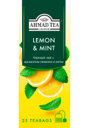 Чай "Ahmad Tea",ПАКЕТ С/Я 25*1,5гр.*12 - Лимон и мята, черный (2781)