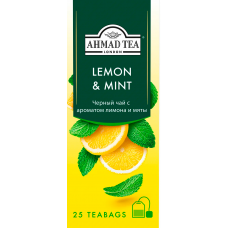 Чай "Ahmad Tea",ПАКЕТ С/Я 25*1,5гр.*12 - Лимон и мята, черный (2781) Чай "Ahmad Tea",ПАКЕТ С/Я 25*1,5гр.*12 - Лимон и мята, черный (2781)