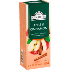 Чай "Ahmad Tea",ПАКЕТ С/Я 25*1,5гр.*12 - Яблоко и корица, черный (2784) Чай "Ahmad Tea",ПАКЕТ С/Я 25*1,5гр.*12 - Яблоко и корица, черный (2784)